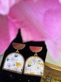 Half moon floral earring
