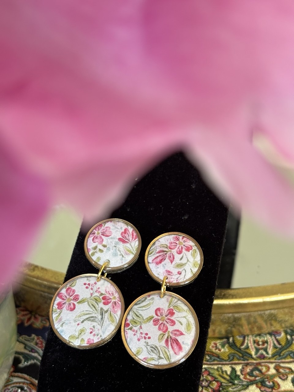 Pink Peony Earring